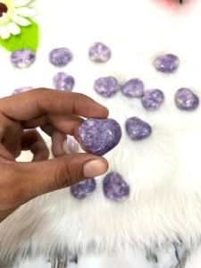 Natural Stone Lepidolite Puffy Heart