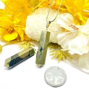 Natural Pyrite Pencil Pendant