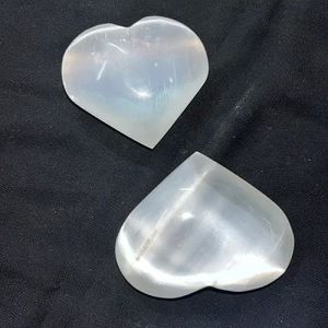 Natural White Selenite Puffy Heart