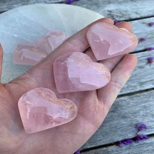Pink Rose Quartz Puffy Heart