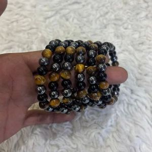 Round Gemstone Triple Protection Bracelet