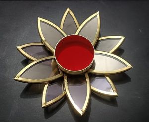 Open Lotus Brass T-light Candle Holder