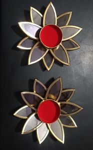 Open Lotus Brass T-light Candle Holder