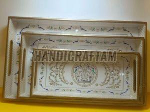 Hand Painted Wooden Tray Set