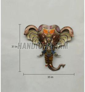 Wrought Iron Ganesha Face Wall Hanging