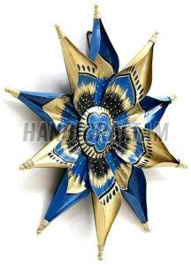 Iron Blue and Golden Flower Wall Decor