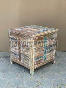 Square Rustic Wooden Stool