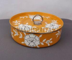 Hand Painted Round Steel Box