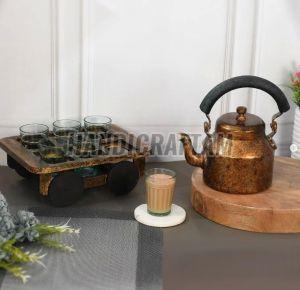 Brown Hand Painted Tea Kettle Set
