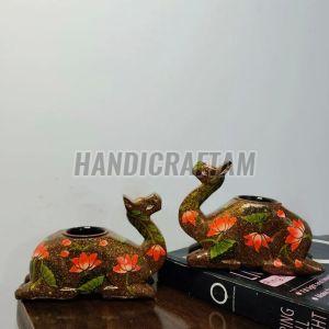 Camel Shape Decorative Wooden Candle Stand