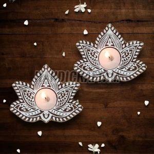 Decorative Wooden T Light Candle Holder