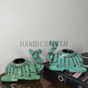 Camel Shape Decorative Wooden Candle Stand