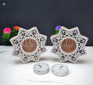 Decorative Wooden T Light Candle Holder
