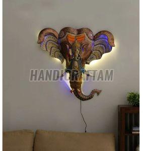 Wrought Iron Ganesha Face Wall Hanging