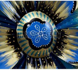 Iron Blue and Golden Flower Wall Decor