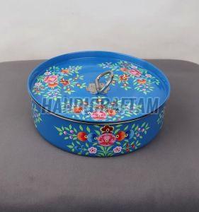 Hand Painted Round Steel Box