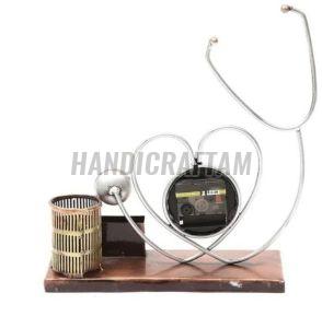Stethoscope Clock Table Card Holder