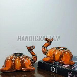 Camel Shape Decorative Wooden Candle Stand
