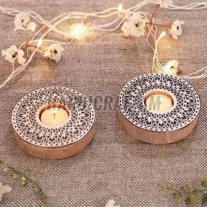 Decorative Wooden T Light Candle Holder