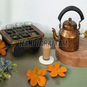 Brown Hand Painted Tea Kettle Set