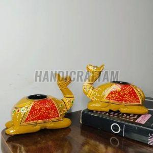 Camel Shape Decorative Wooden Candle Stand