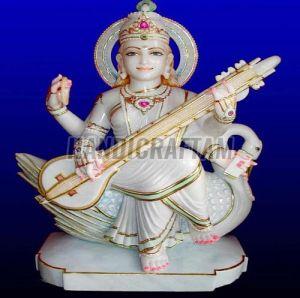 Marble Saraswati Mata Statue