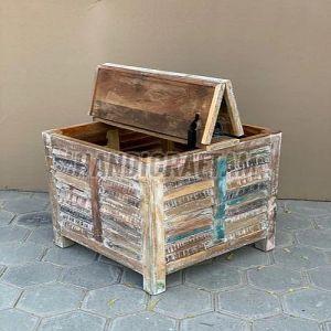 Square Rustic Wooden Stool
