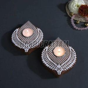 Wooden Block Tea Light Holder