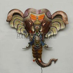 Wrought Iron Ganesha Face Wall Hanging