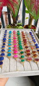 Druzy Quartz Multi Color Stone Brass Ring