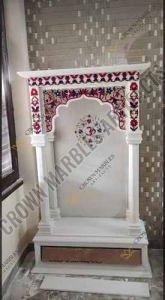 6 Feet Inlay White Marble Temple