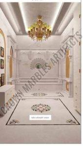 7 Feet Antique White Carved Marble Temple