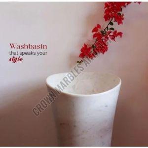 3 Feet White Marble Pedestal Wash Basin