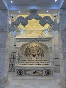 7 Feet Antique White Carved Marble Temple