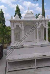 7 Feet Antique White Carved Marble Temple