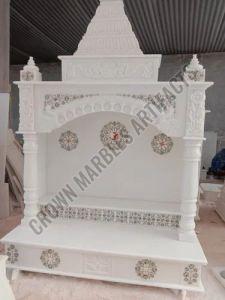 7 Feet Pooja White Marble Temple