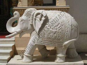 White Marble Elephant Statue