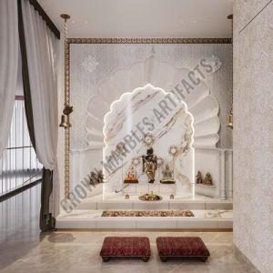 White Carved Marble Mandir