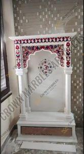 6.5 Feet Inlay White Marble Temple