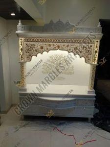 6.5 Feet Inlay White Marble Temple