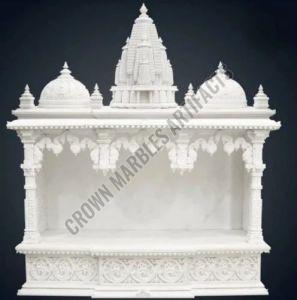 Natural White Stone Crafts Marble Pooja Temple