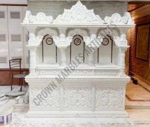 Natural White Stone Crafts Marble Pooja Temple