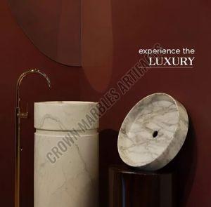 Round Marble Pedestal Wash Basin