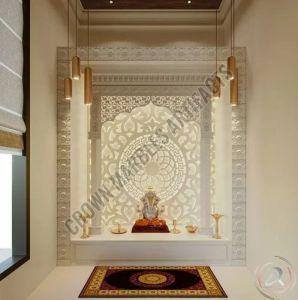 White Carved Marble Mandir