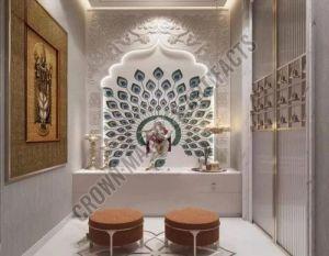 White Carved Marble Mandir