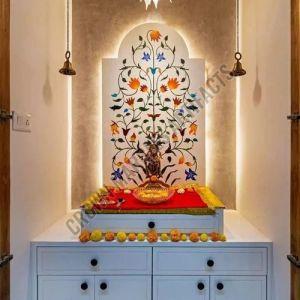 White Carved Marble Mandir
