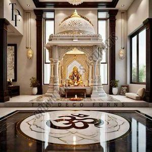 White Carved Marble Mandir