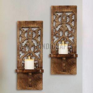 Decorative Wooden Wall Mounted Candle Stand
