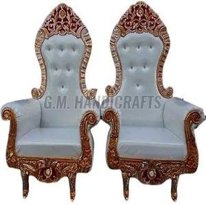 White and Golden Wooden Wedding Chair