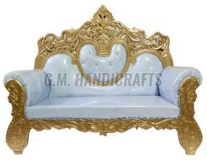 White and Golden Wooden Wedding Sofa